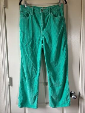 Levi’s Premium Ribcage Straight Ankle Bright Aqua Green Corduroy Pants Cropped